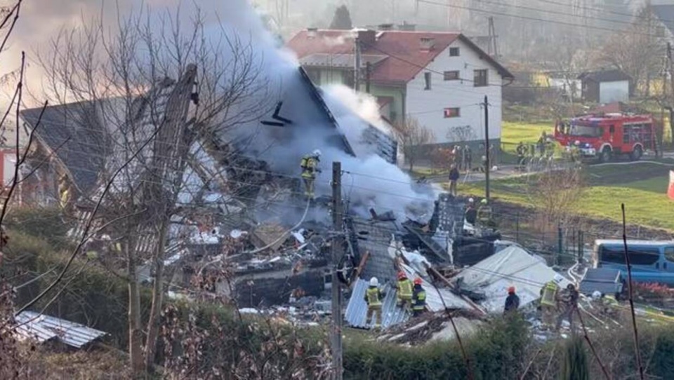 Eksplozja domu w Utroniu na Śląsku/fot. Facebook OSP