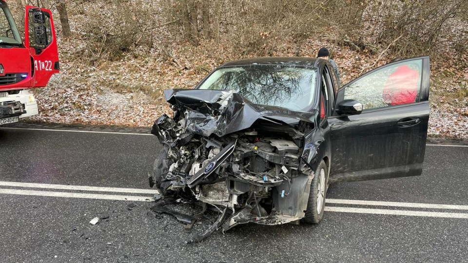 Wypadek w Kłódce/fot. KM PSP Grudziądz, Facebook