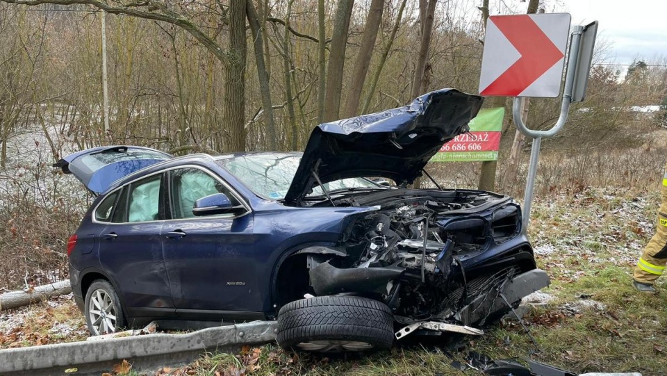 Wypadek w Kłódce/fot. KM PSP Grudziądz, Facebook