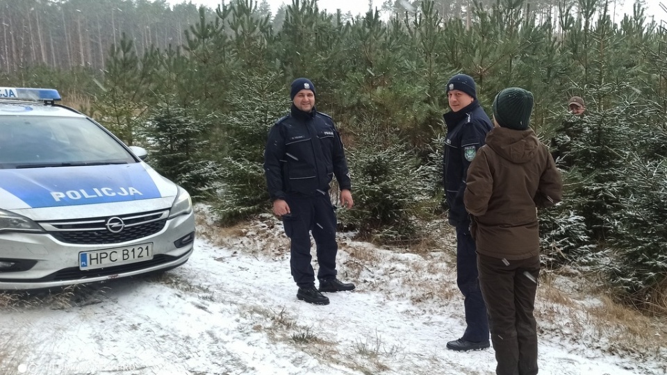 Policjanci i straż leśna dbają, by sprzedawane choinki nie pochodziły z nielegalnego źródła. Fot.: informacja prasowa