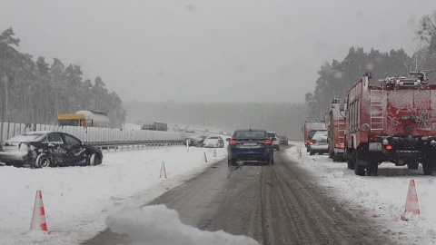 Karambol na autostradzie A1/fot. Michał Zaręba