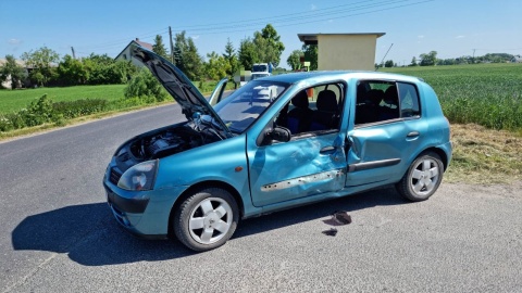 Zderzenie samochodu i motocykla w Zębowie (gm. Otorowo)/fot. OSP KSRG Kawęczyn