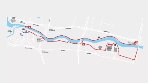 Poglądowa mapa trasy biegowej/mat. Zarządu Dróg Miejskich i Komunikacji Publicznej