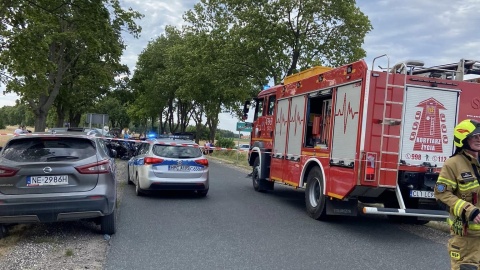Jedna osoba zginęła, a dwie zostały ranne w wypadku do jakiego doszło na drodze wojewódzkiej w miejscowości Marianki w powiecie lipnowskim/fot. OSP Jasień/Facebook