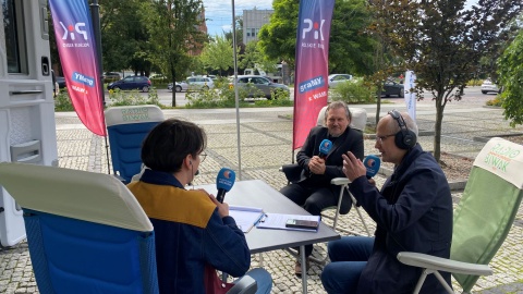 Audycję „Radio Biwak” poprowadzili wspólnie Piotr Majewski (PR PiK) i Łukasz Wacławek (RR)/fot. Jarosław Kopeć