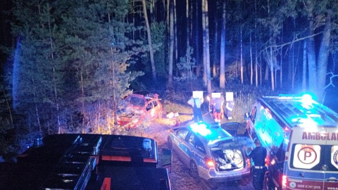 Dziewięć osób, w tym sześcioro dzieci, zostało zabranych do szpitala po wypadku w Miedznie (powiat świecki)/fot. Policja