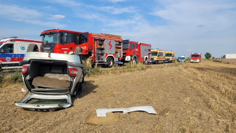Wypadek w miejscowości Zelgno-Bezdół/fot. Zdjęcia: Marcin Matwiejczuk, KM PSP Toruń - Facebook