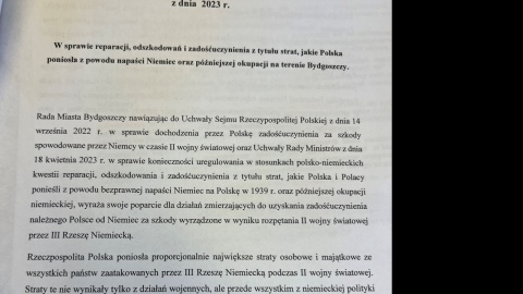 Treść stanowiska Rady Miasta Bydgoszczy ws. reparacji (cz. 1)