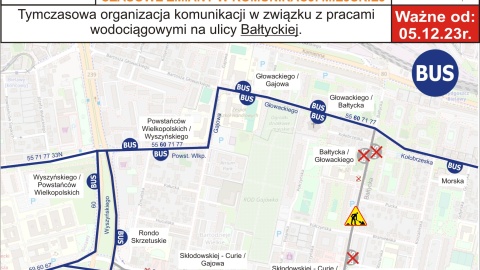 Od wtorku 5 grudnia w związku z pracami wodociągowymi Od wtorku 5 grudnia (w związku z pracami wodociągowymi) wprowadzone zostaną korekty na liniach 52, 55, 60, 64, 67, 71, 77 oraz 31N/mat. ZDMiKP w Bydgoszczy