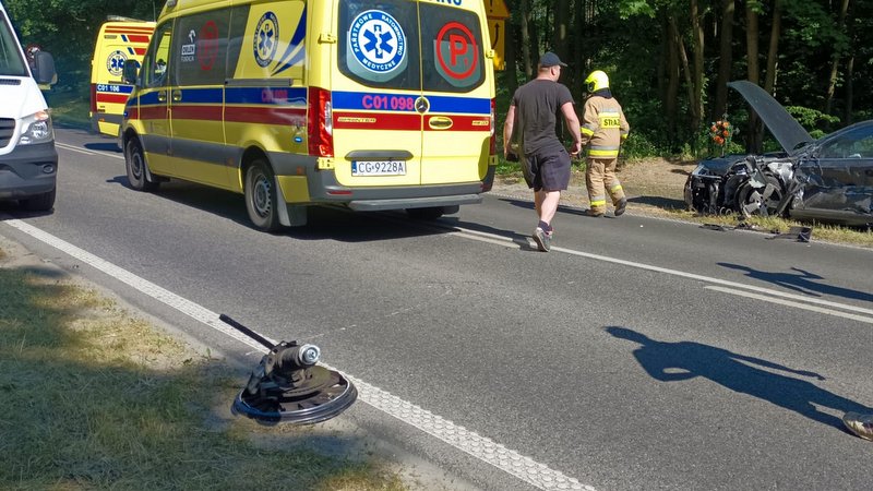 Trzy osoby w szpitalu po wypadku w miejscowości Marusza - gmina Grudziądz/fot. KM PSP w Grudziądzu/Facebook