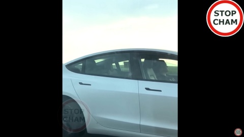 Kobieta śpi za kierownicą tesli na trasie S5 Takie nagranie krąży w sieci [wideo]