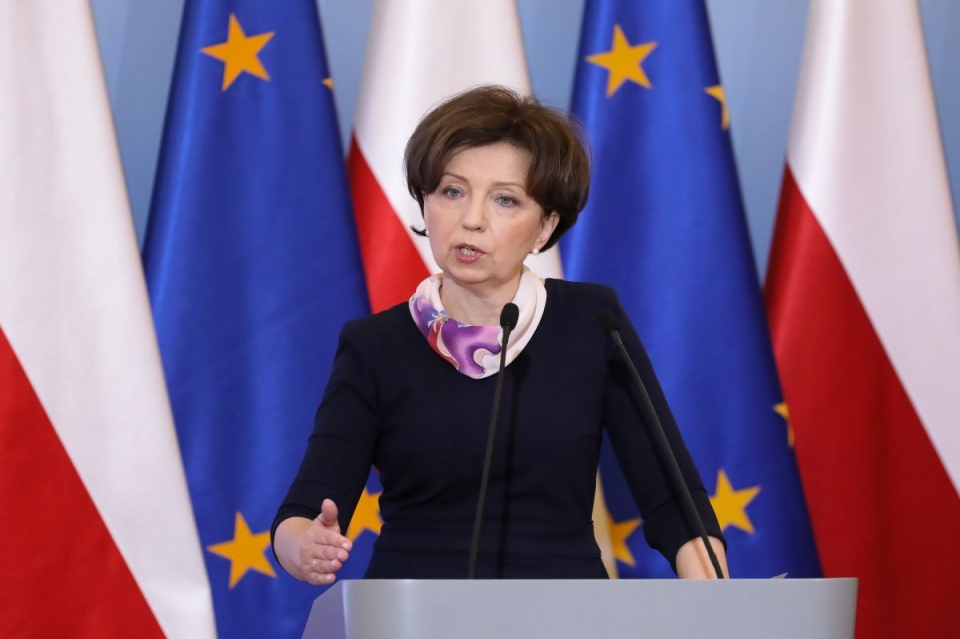 Minister rodziny i polityki społecznej Marlena Maląg podczas konferencji prasowej po posiedzeniu Rady Ministrów/fot. Paweł Supernak, PAP