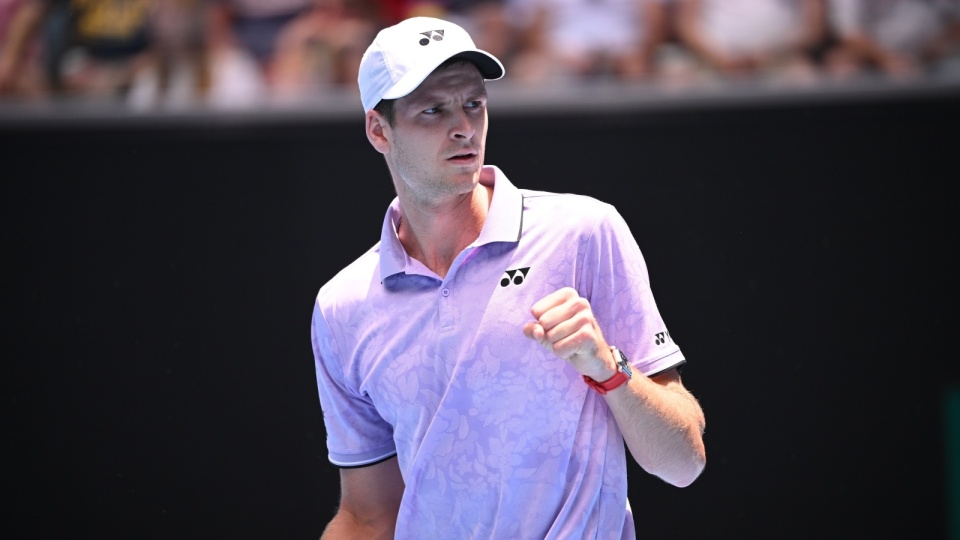 Hubert Hurkacz dobrze rozpoczął Australian Open. Fot.: James Ross/PAP