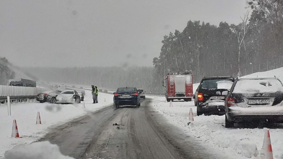 Karambol na autostradzie A1/fot. Michał Zaręba