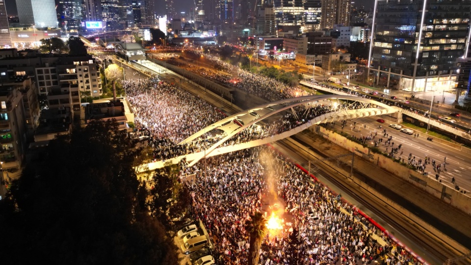 Protestujący blokowali autostradę Ayalon/fot. Omri Kedem/PAP/EPA.