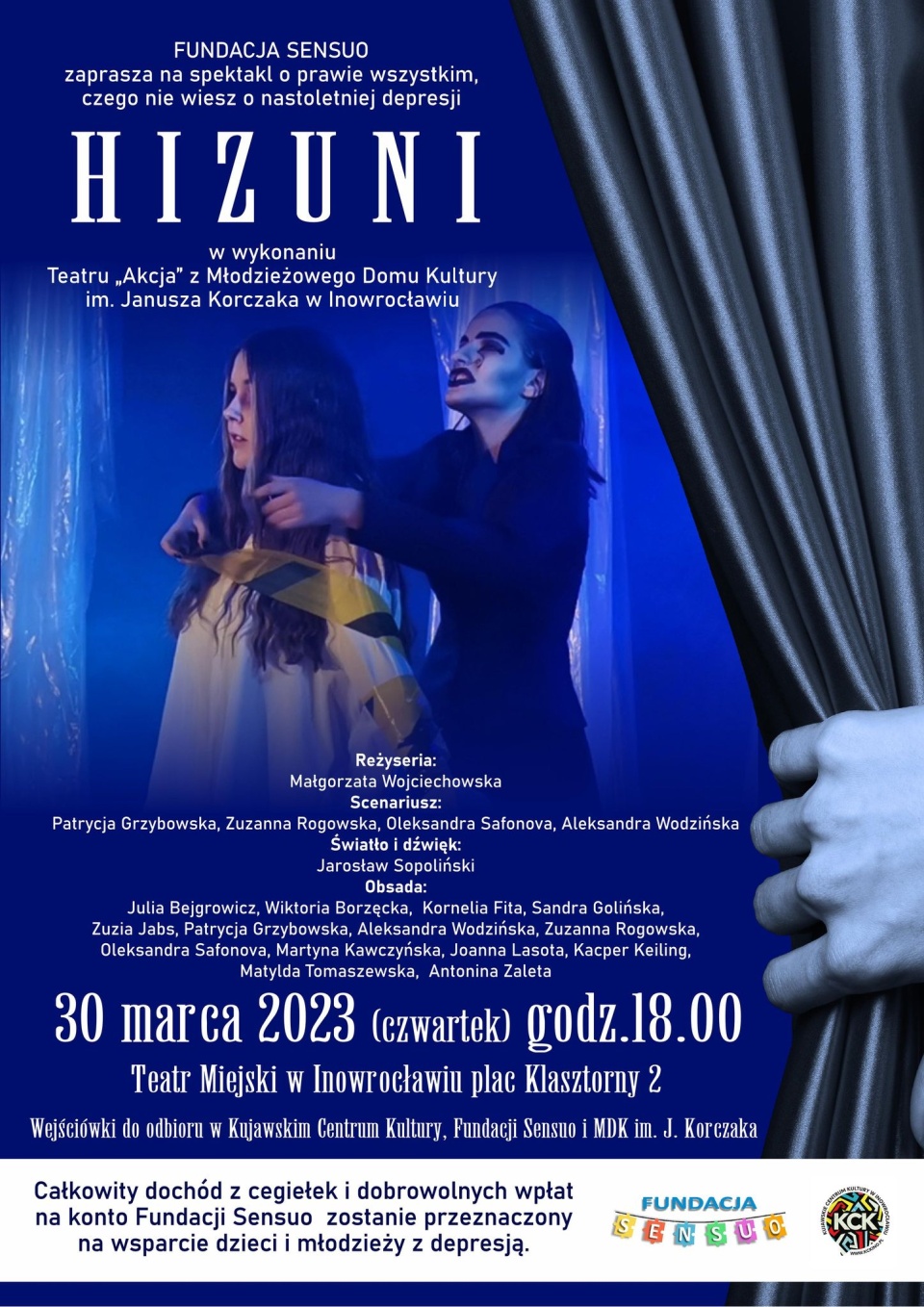 W inowrocławskim Teatrze Miejskim wystawiony zostanie spektakl pod tytułem „HIZUNI”, poświęcony problemowi młodzieńczej depresji./fot. materiały promocyjne