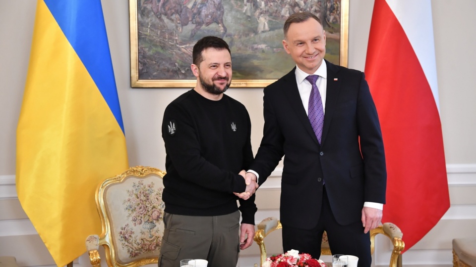 Prezydent Ukrainy Wołodymyr Zełenski i prezydent RP Andrzej Duda podczas spotkania w Pałacu Prezydenckim w Warszawie/fot. Radek Pietruszka, PAP