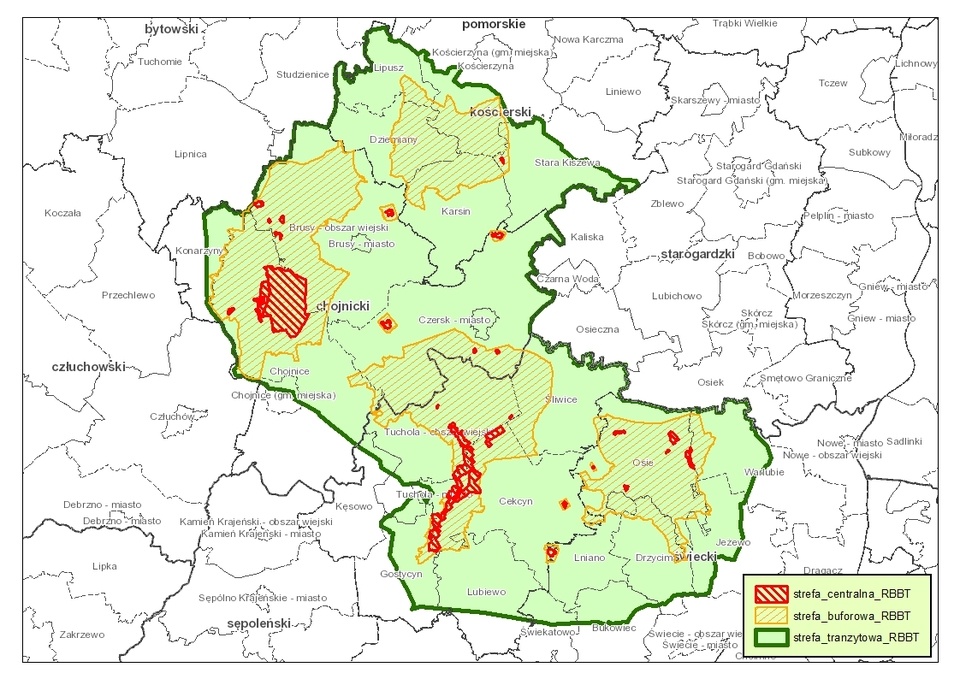 Obszar Rezerwatu Biosfery Bory Tucholskie/grafika: pnbt.com.pl