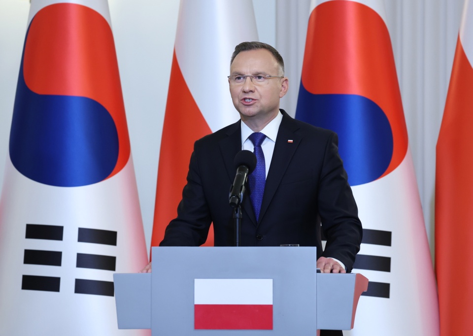 Prezydent Andrzej Duda/Prezydent Korei Południowej Yoon Suk Yeo/fot. Yonhap, Korea Południowa/PAP/EPA