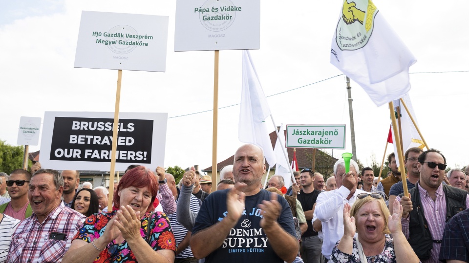 Węgierscy rolnicy protestowali we wrześniu przeciwko decyzji Komisji Europejskiej w sprawie zniesienia zakazu importu ukraińskiego zboża/ fot. PAP/EPA/Attila Balazs/archiwum