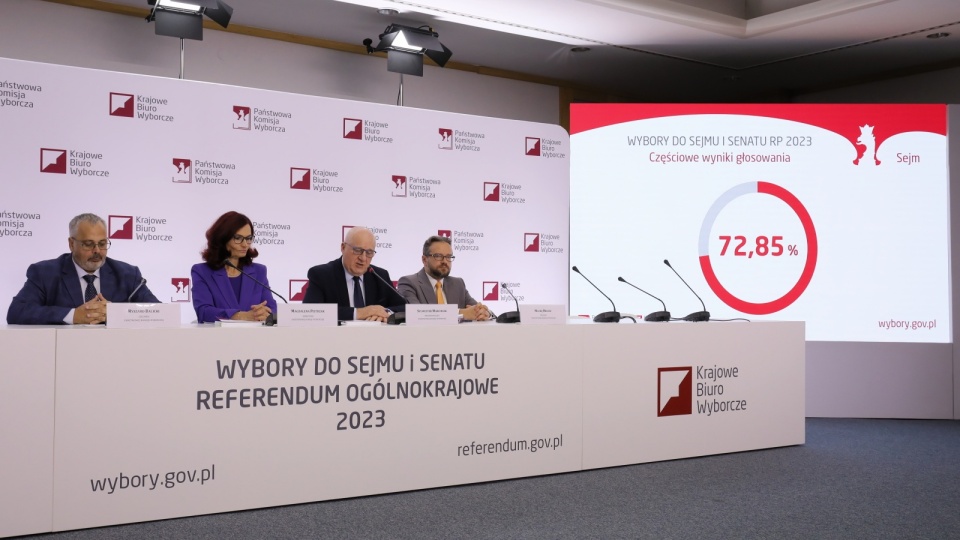 Konferencji prasowa Państwowej Komisji Wyborczej w Warszawie/fot. Paweł Supernak, PAP