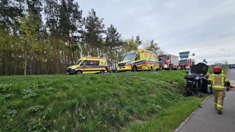 Wypadek koło Grudziądza. Trzy osoby ranne po zderzeniu auta osobowego z ciężarowym/fot. Komenda Miejska Państwowej Straży Pożarnej w Grudziądzu/Facebook