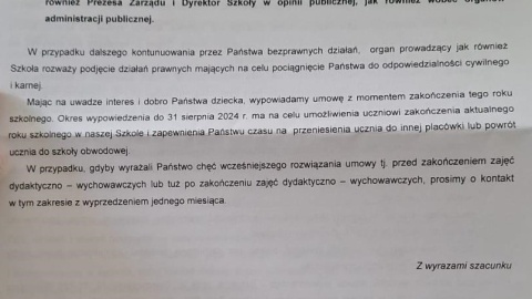 Rodzice przesłali pisma, otrzymane od szkoły i kancelarii prawnej/fot: nadesłane