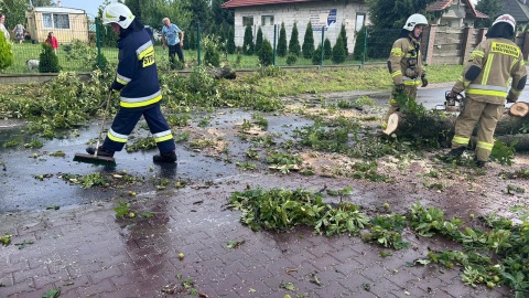 Szczególnie ciężkie chwile przeżyli mieszkańcy gminy Dobrcz, gdzie wiatr powalał drzewa i uszkadzał dachy domostw/fot. OSP Dobrcz