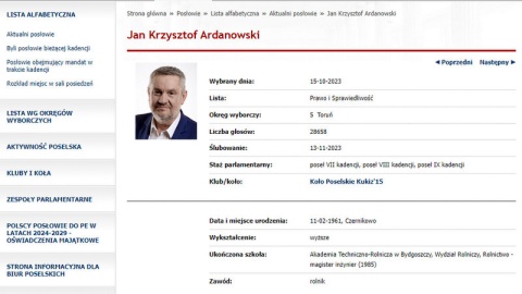 Jan Krzysztof Ardanowski, były poseł PiS z Kujaw i Pomorza, dołączył do koła Kukiz
