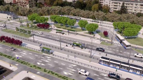 Pierwsze w Bydgoszczy zielone torowisko tramwajowe powstanie na ulicy Solskiego w Bydgoszczy. To część inwestycji, która ma połączyć rondo Kujawskie z rondem Grunwaldzkim przez Szwederowo/wizualizacje: bydgoszcz.pl