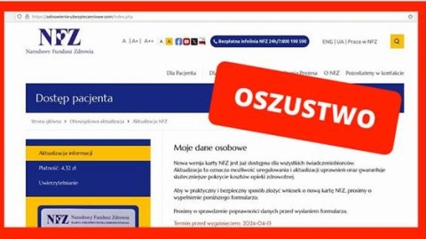 Fałszywe strony przypominają serwis Narodowego Funduszu Zdrowia. Uważaj na oszustów