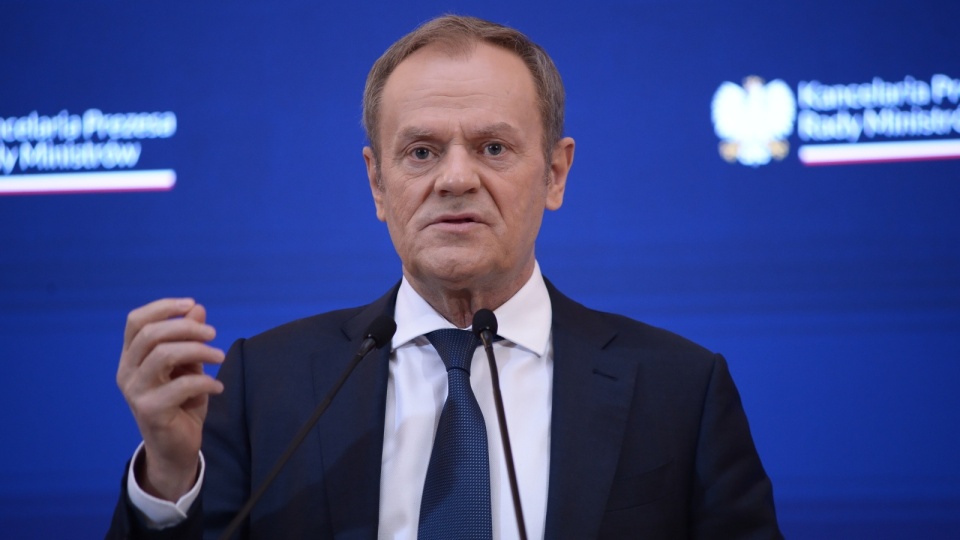 Premier Donald Tusk na konferencji prasowej w KPRM w Warszawie, 24 stycznia/fot. Marcin Obara/PAP