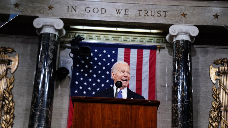 Prezydent USA Joe Biden podczas przemówienia/fot. PAP/EPA/SHAWN THEW /POOL