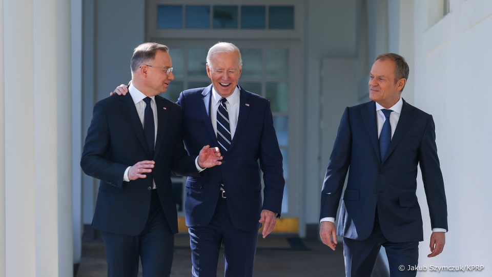 Prezydent Andrzej Duda i premier Donald Tusk na spotkaniu z prezydentem USA Joe Bidenem/fot. Jakub Szymczuk/KPRP