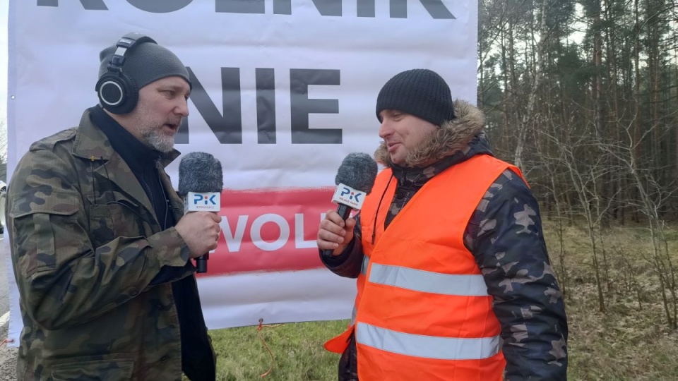 Na blokadzie w Przyłubiu na drodze krajowej nr 10 z Tomaszem Błaszczykiem rozmawiał z Maciej Wilkowski/fot. Krystian Makowski
