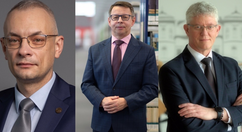Od lewej: Artur Laska, Bernard Mendlik i Jarosław Burczyk to kandydaci na rektora UKW w Bydgoszczy/fot. UKW/nadesłane