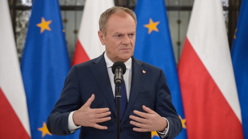 Premier Donald Tusk na konferencji prasowej w Sejmie w Warszawie/fot. Marcin Obara, PAP