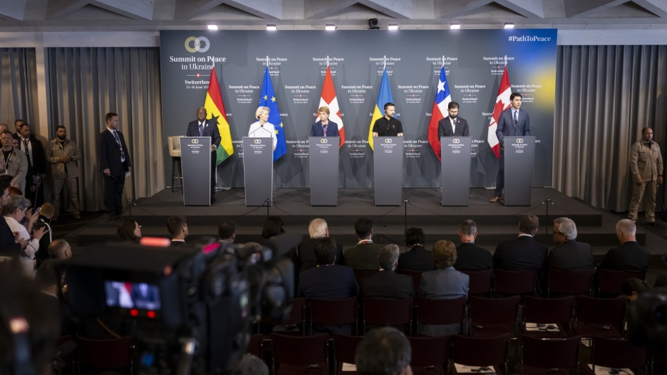 Konferencja na zakończenie szczytu pokojowego w Szwajcarii/fot. Michael Bucholzer/PAP/EPA
