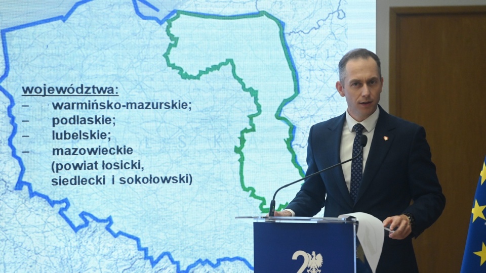 Wiceminister obrony narodowej Cezary Tomczyk na konferencji prasowej w siedzibie Sztabu Generalnego WP w Warszawie/fot. Piotr Nowak, PAP