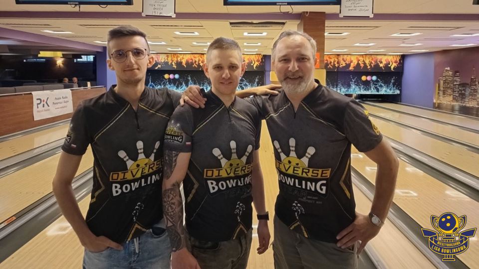 Bowlingowcy grudziądzko-bydgoskiej Vendetty w składzie: Sebastian Bunk, Michał Gebauer i Maciej Wilkowski wygrali zaległy mecz 6. kolejki Międzyokręgowej Ligi Bowlingowej/fot: nadesłane