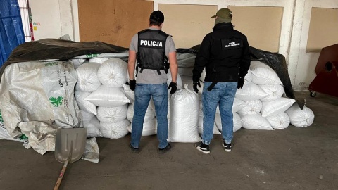 Ponad 13 ton liści tytoniu oraz krajanki tytoniowej bez polskich znaków akcyzy zabezpieczyli w powiecie ciechanowskim bydgoscy policjanci wspólnie z funkcjonariuszami z Kujawsko-Pomorskiego Urzędu Celno-Skarbowego w Toruniu/fot. Policja