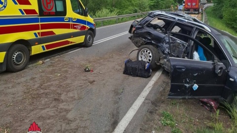 Do zderzenia doszło w Wielkiej Łące/fot. KM PSP Toruń, Facebook