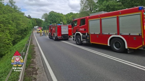 Do zderzenia doszło w Wielkiej Łące/fot. KM PSP Toruń, Facebook