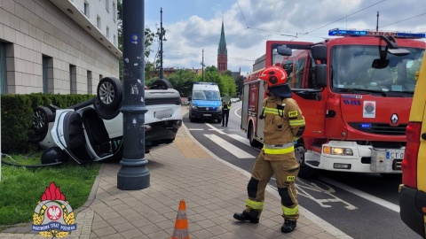 Jedna osoba została przewieziona do szpitala/fot. KM PSP w Toruniu