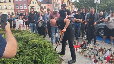 Pikietę zorganizowano na rynku w Nowem. / Fot. Damian Klich