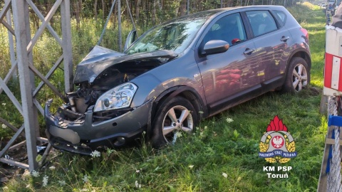 Wypadek na autostradzie A1 pod Toruniem. Kierowca prawdopodobnie zasłabł/ft. KM PSP Toruń