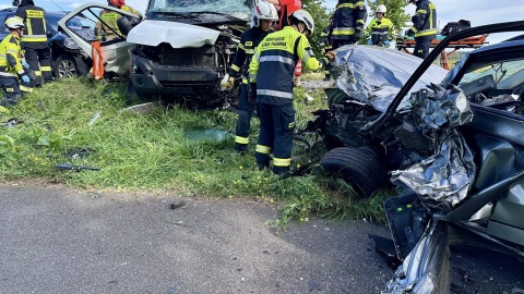 Zderzenie trzech samochodów w Otorowie/fot. OSP Solec Kujawski/Facebook