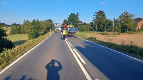Jednego z rannych do szpitala zabrał śmigłowiec LPR. / Fot. KP PSP w Golubiu-Dobrzyniu