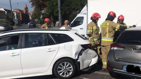 Kolizja na rondzie Jagiellonów w Bydgoszczy/fot. Heron15 Pomoc Drogowa Bydgoszcz 24h Andruszczenko Krystian 501337500