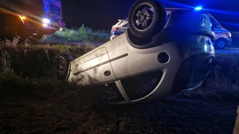 Do dachowania doszło w miejscowości Łąkie. / Fot. OSP Strzelno